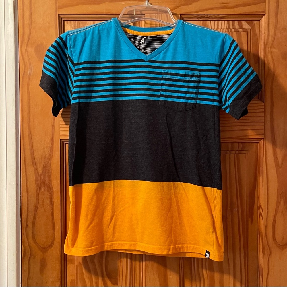 Ocean Current Kids Tee with Blue and Yellow Stripes